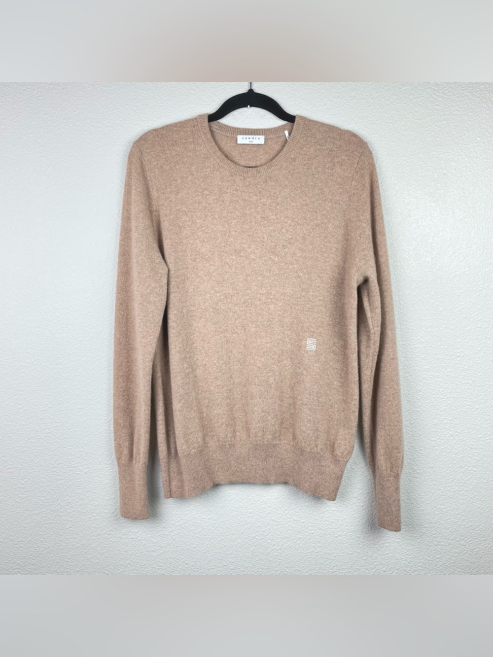 Sandro Women's XS Cashmere Sweatshirt Crewneck Sweater Camel Light Brown Luxury